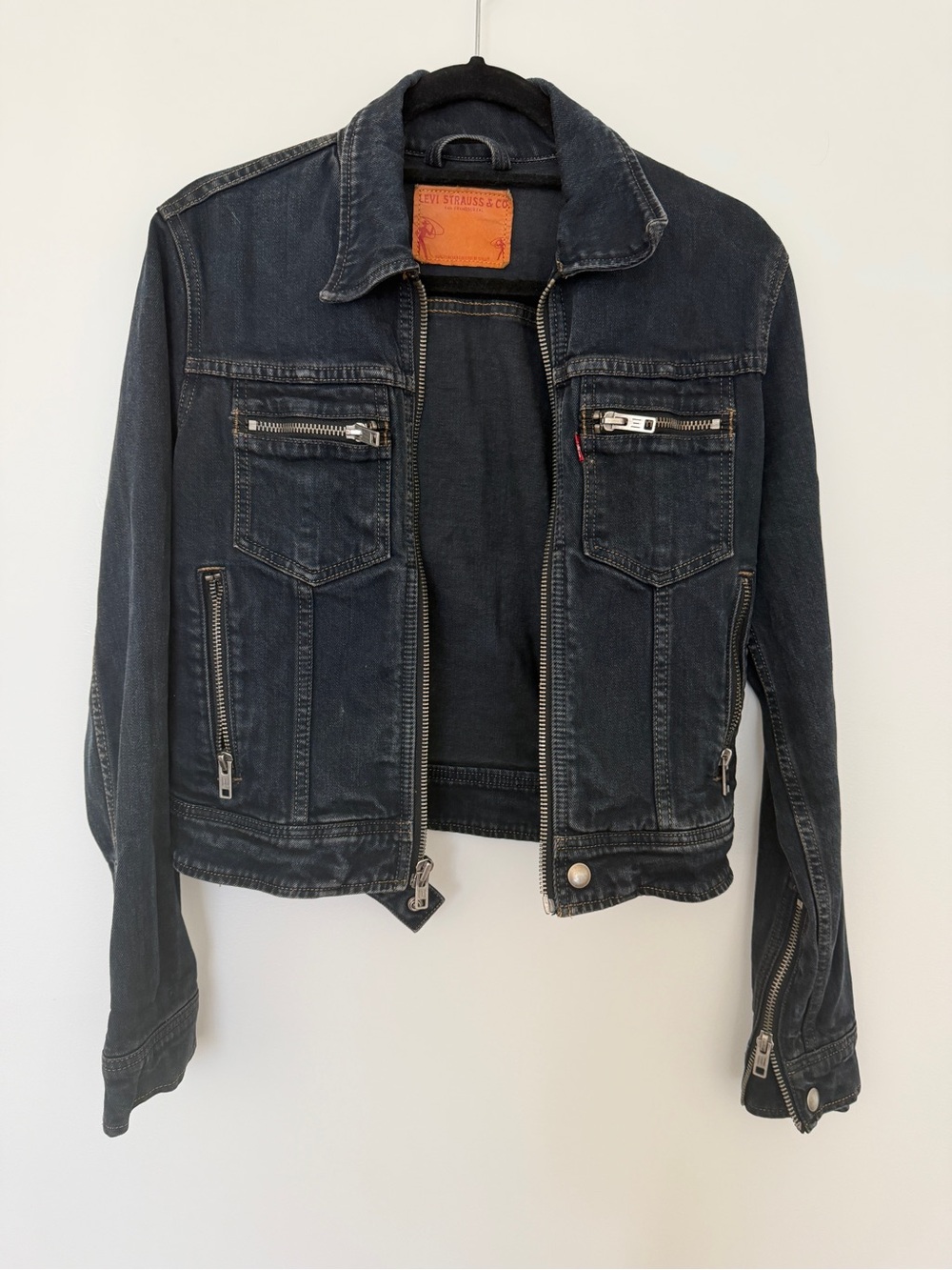 Vintage Levi's Black Denim Zip Front Jacket